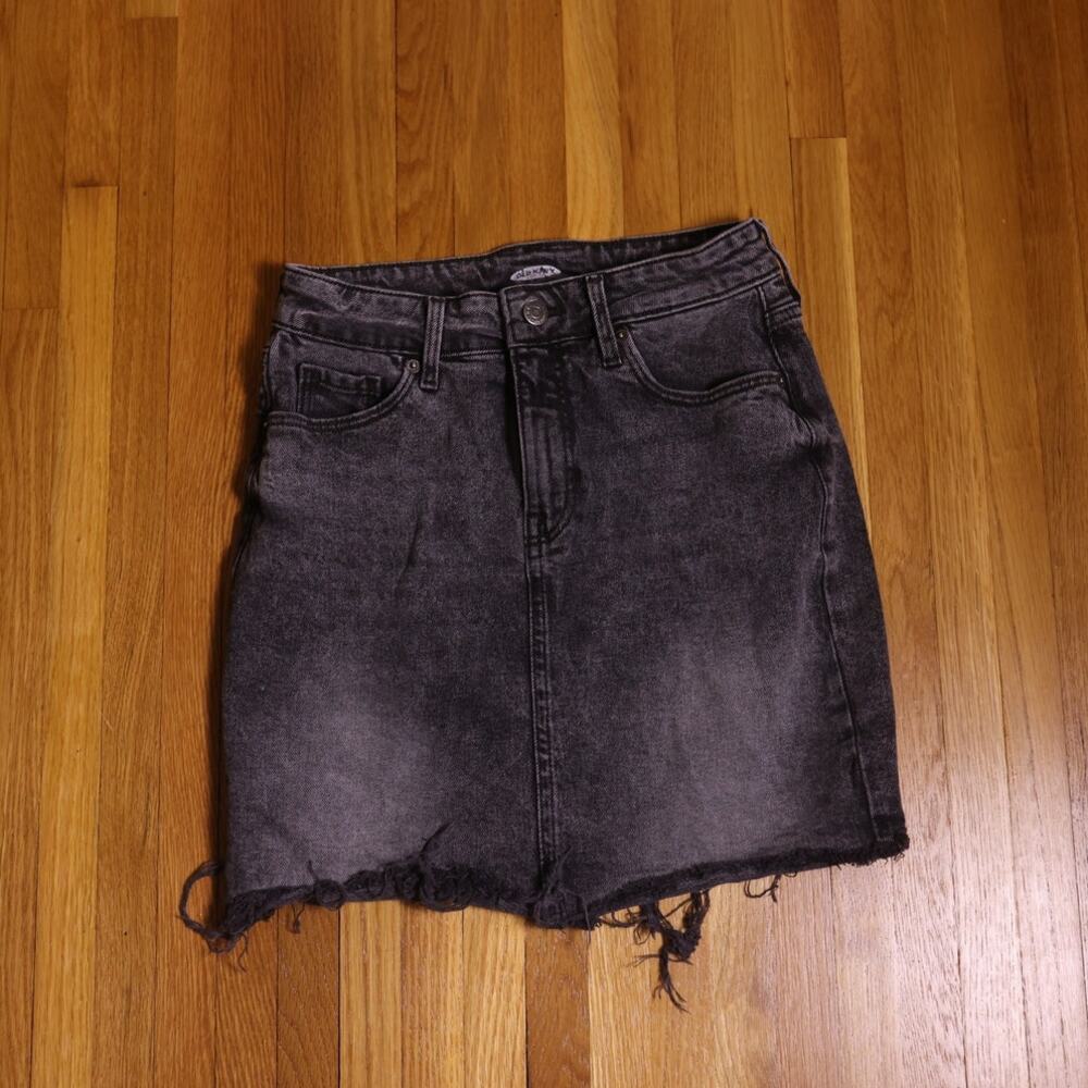 Old Navy Black Gray Denim Mini Skirt retro 2000s size 0